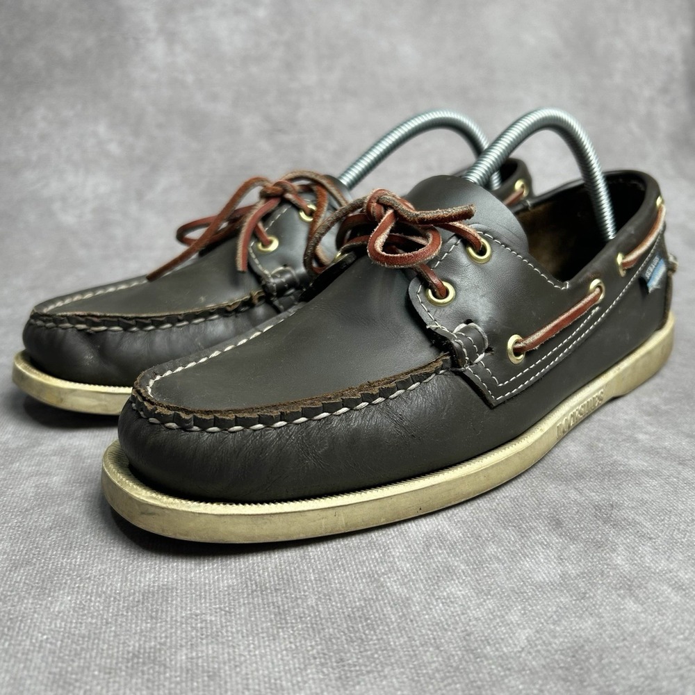 Sebago Docksides Leather Boat Shoes Women's 8.5 M Classic Gray Lace Up Comfort
